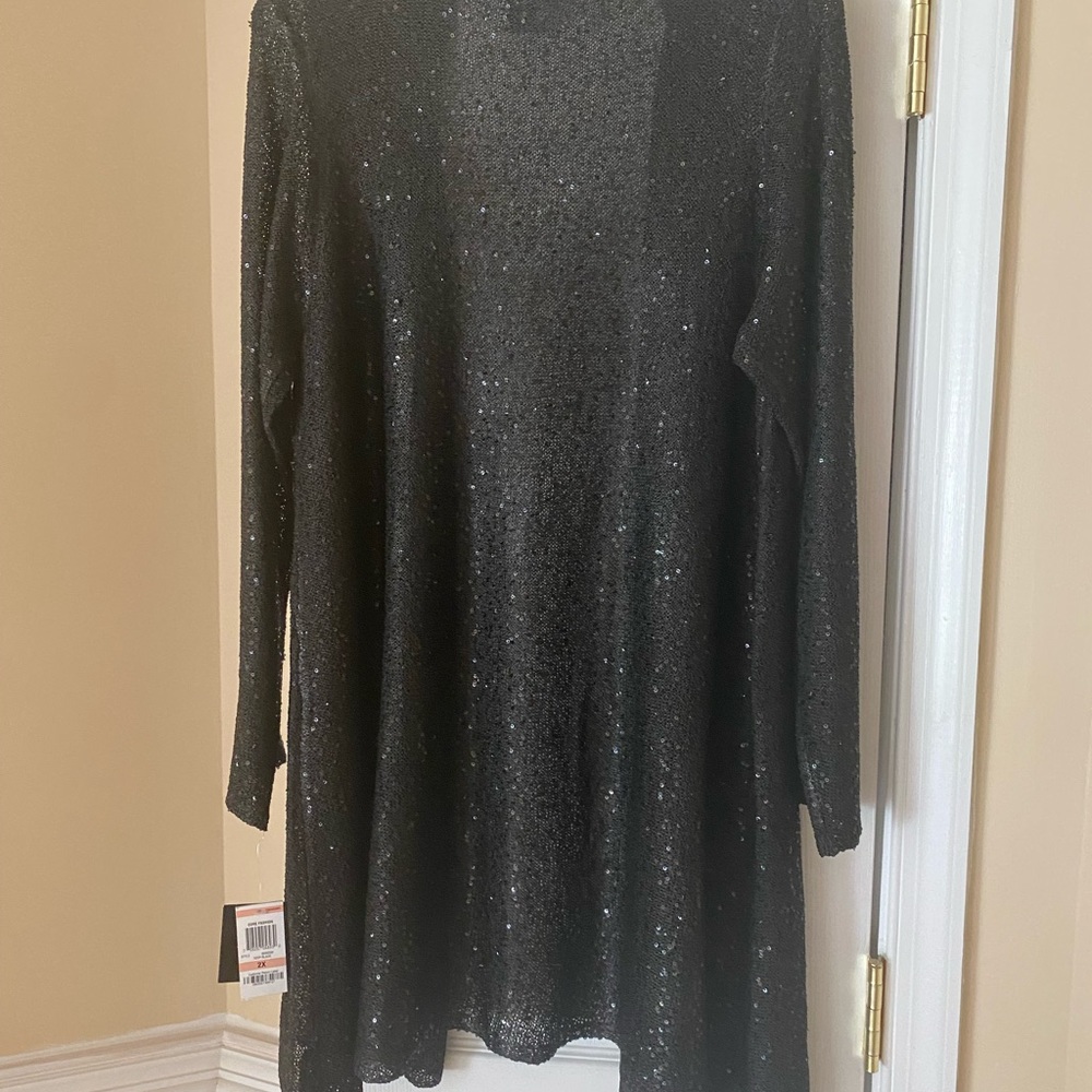Plus size sequined cardigan